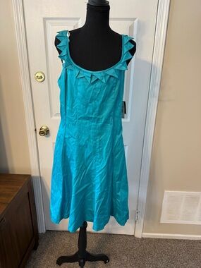 K Studio Sleeveless Teal Triangle-Trim Mini Dress